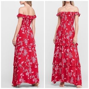 Express XL off-Shoulder, Smocked Bodice Maxi Dress